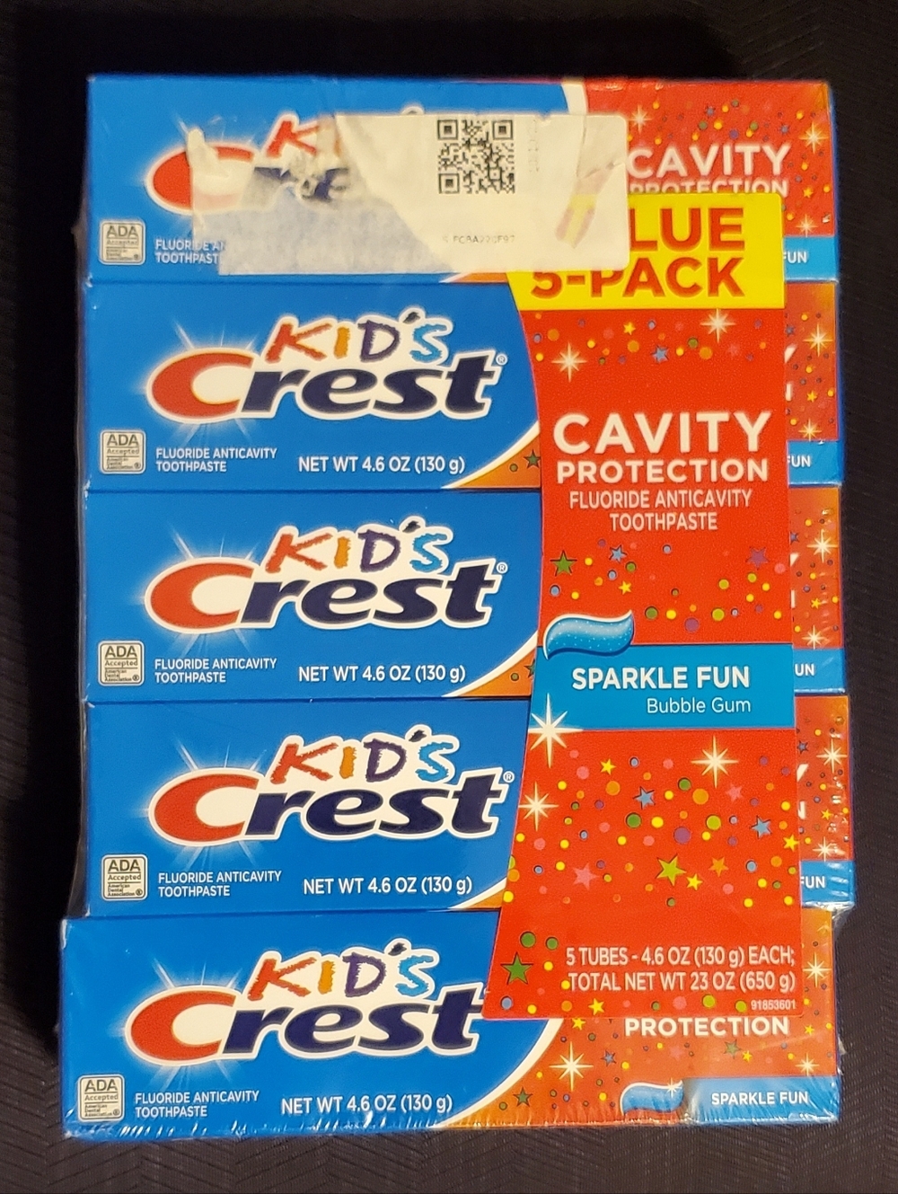 5 PACK Crest Kids Bubblegum Toothpaste 4.6 oz. X 5 Sealed package.